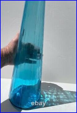 Empoli Italian Paneled Art Glass Genie Decanter Ice Blue 28 Mid Century Modern