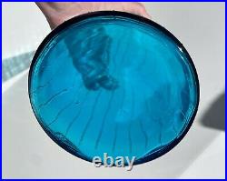 Empoli Italian Paneled Art Glass Genie Decanter Ice Blue 28 Mid Century Modern
