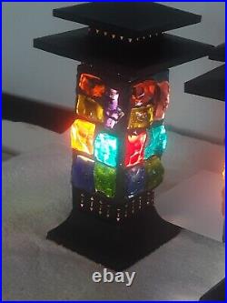 Excellent Mid-Century Modern Peter Marsh Chunky Glass Table Lantern Pair