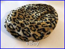 FAUX FUR Leopard Cheetah Coat Hat 60s 70s Retro Funky Mod S/M Vintage Midcentury