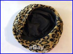 FAUX FUR Leopard Cheetah Coat Hat 60s 70s Retro Funky Mod S/M Vintage Midcentury