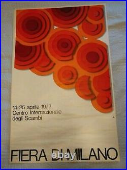 FIERA DI MILANO, Italy Vintage Mid Century Modern 1972 poster MCM Red Orange