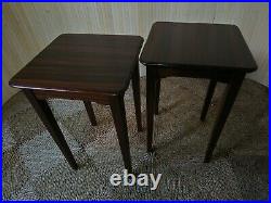 Fab Pair of 2 Vintage Retro Mid Century Teak Tiny Bedside Sofa Side End Tables 2