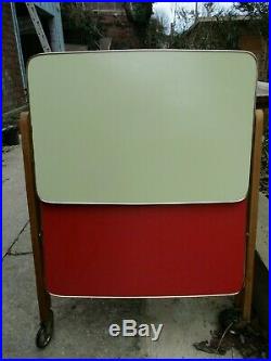 Fab Vintage Retro Mid Century Drinks Tea Trolley Folding Formica Red & Yellow
