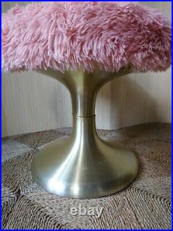 Fab Vintage Retro Mid Century Gold Aluminium Tulip Dressing Table Furry Stool