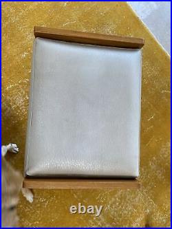 Fab Vintage Retro Mid Century Teak UniflexDressing Table Stool Cream Leather