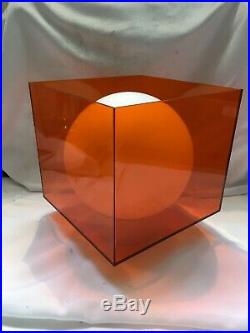 Fantastic Mid Century Cube Lamp Orange Perspex Pendant Light Vintage Retro Shade