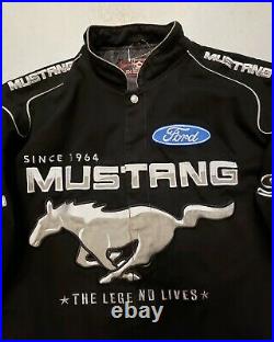 Ford Mustang Nascar Racing Cotton Twill Jacket Black JH Design Adult Sz XL NICE