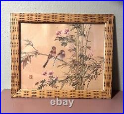 Framed Oriental Wall Art Birds And Blooms Watercolor Prints Wang Xuetao 1903-82