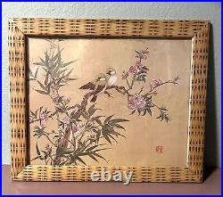 Framed Oriental Wall Art Birds And Blooms Watercolor Prints Wang Xuetao 1903-82