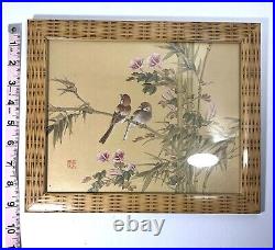 Framed Oriental Wall Art Birds And Blooms Watercolor Prints Wang Xuetao 1903-82