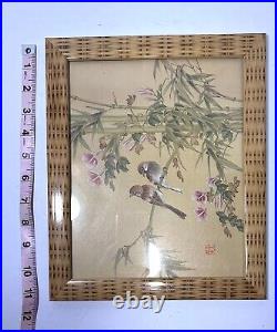 Framed Oriental Wall Art Birds And Blooms Watercolor Prints Wang Xuetao 1903-82