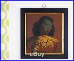FuNkY RETRO vintage TRETCHIKOFF Signed CHINESE GIRL framed mid-century art print