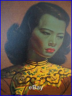 FuNkY RETRO vintage TRETCHIKOFF Signed CHINESE GIRL framed mid-century art print