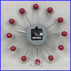 GEORGE NELSON Vintage Red Ball Clock Mid Century Modern Atomic Starburst Retro