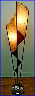 GREAT Vtg 50s Retro ATOMIC Mcm MAJESTIC Era Floor LAMP #2/2 withAsymmetric SHADES