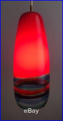 GREAT Vtg Retro 1950s/60s Mid Century Modern Red MURANO Glass Pendant Light Lamp