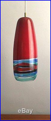 GREAT Vtg Retro 1950s/60s Mid Century Modern Red MURANO Glass Pendant Light Lamp