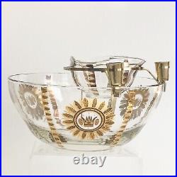Georges Briard Rare Chip & Dip Snack w Double Toothpick Holder Gold Crown MCM