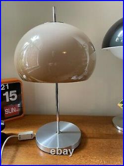 Guzzini Mushroom Lamp Light Brown Acrylic & Spun Aluminium Mid Century Vintage