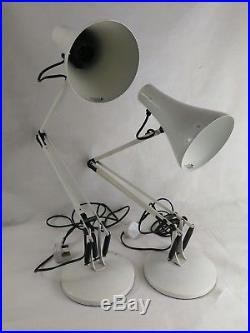 HERBERT TERRY MODEL 90ANGLEPOISE LAMP WHITE MID CENTURY RETRO VINTAGE x2