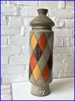 HUGE Raymor Bitossi Mid Century Modern Pottery Lidded Jar Vase Retro Vintage Mod