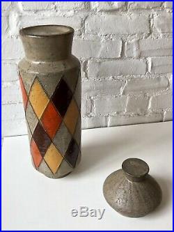 HUGE Raymor Bitossi Mid Century Modern Pottery Lidded Jar Vase Retro Vintage Mod