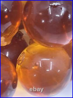 HUGE Vintage Mid Century Acrylic Lucite Grapes Large Amber Cluster Retro MCM