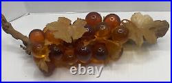HUGE Vintage Mid Century Acrylic Lucite Grapes Large Amber Cluster Retro MCM