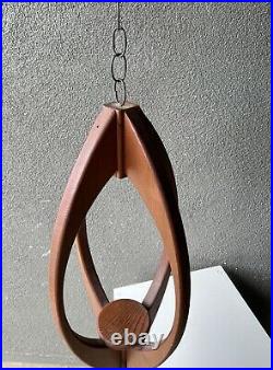 Hanging TEAK Display VINTAGE WOOD LAMP MID CENTURY EAMES PEARSALL MODELINE ERA