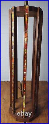 Harris Strong Mid Century Tall Wood and Tile Table Lamp Vintage MCM