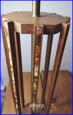Harris Strong Mid Century Tall Wood and Tile Table Lamp Vintage MCM