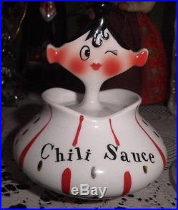 Holt Howard Pixie Pixieware Chili Sauce Condiment Jar 1959 Rare
