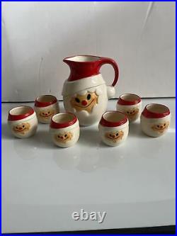 Holt Howard Vintage Christmas 1967 Cloud Santa Eggnog Set pitcher 6 mugs Set