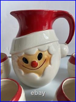 Holt Howard Vintage Christmas 1967 Cloud Santa Eggnog Set pitcher 6 mugs Set