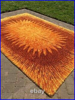 Huge 70s Vintage Orange Shag Carpet Rug Seventies Bergoss Netherlands 2x3 m