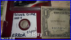 Huge Mens Junk Drawer Silver Coin Mint Set Knife Jewelry Military WWII Coins