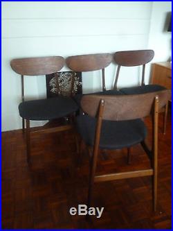 I DANISH l 4 x Mid Century Scandinavian MCM Vintage Retro Dining Chairs Teak 60s
