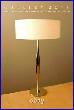 Iconic MID Century Modern Laurel Golden Sword Brass Table Lamp! 1960 Vtg Light