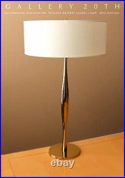 Iconic MID Century Modern Laurel Golden Sword Brass Table Lamp! 1960 Vtg Light