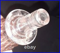 Italian Empoli Glass Pink GENIE Bottle Decanter + Stopper Wax Drip / Bamboo
