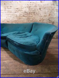 Italian Teal Velvet Mid Century Modular Sofa Retro Vintage Antique