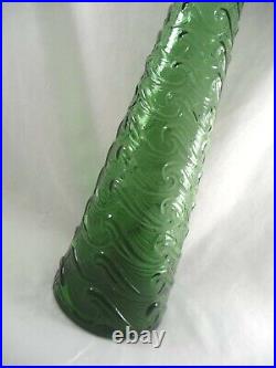 Italian WAVE Genie Bottle 21.5 Emerald Green Empoli Glass Decanter Italy