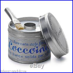 Italy 1920's Classic All Natural Almond Paper Glue Paste in Tin Brush Coccoina
