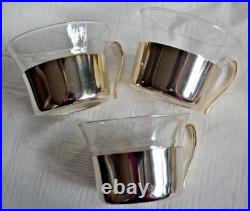 JENAer GLAS Schott Mainz 6 Cup Holders 11 Glass Cups Vintage MCM