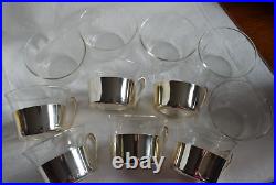 JENAer GLAS Schott Mainz 6 Cup Holders 11 Glass Cups Vintage MCM