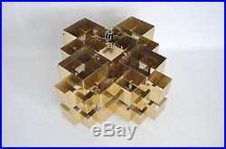 JERE Vtg Mid Century Modern Brass Cube CHANDELIER Light Fixture Sculpture Retro
