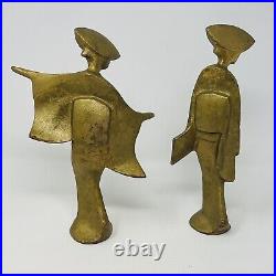 James Mont Geisha Sculptures Gold Cast Iron Dancing MCM Modern Figures Set Of 2