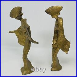 James Mont Geisha Sculptures Gold Cast Iron Dancing MCM Modern Figures Set Of 2