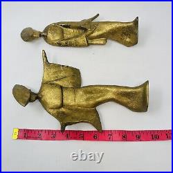 James Mont Geisha Sculptures Gold Cast Iron Dancing MCM Modern Figures Set Of 2